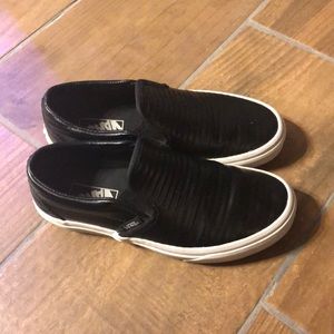 Black faux leather vans